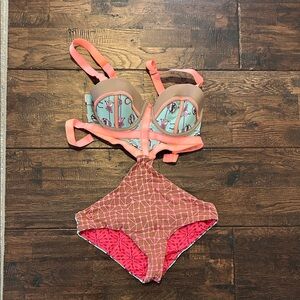 Maaji Coral and Brown One Piece Swimsuit